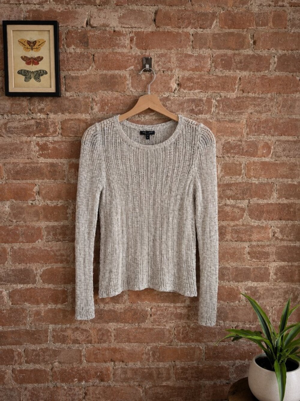 Eileen Fisher Loose-Knit Crewneck Sweater Oatmeal Size XS